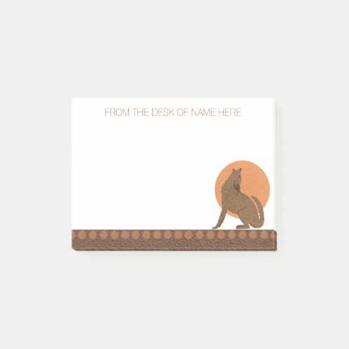 Z Rustic Coyote Southwest Leather Personalized Post_it Notes