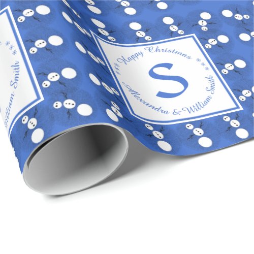 Z Silly Cartoon Snowman Fun Christmas Monogram Wrapping Paper
