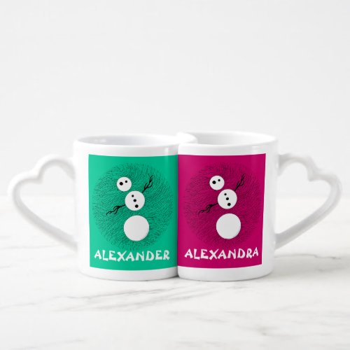 Z Silly Snowman Personalized Christmas Lovers Mugs
