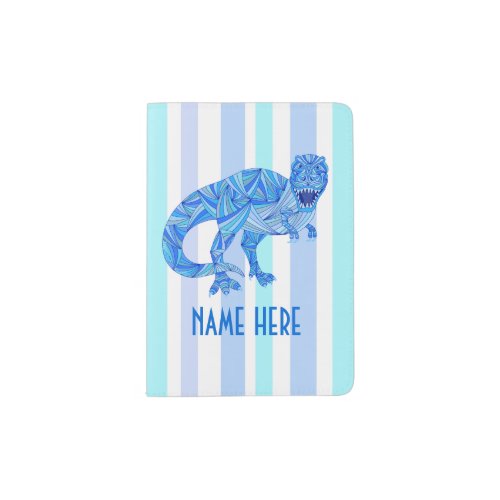 Z T_Rex Dinosaur Colorful Prehistoric Stripes Passport Holder