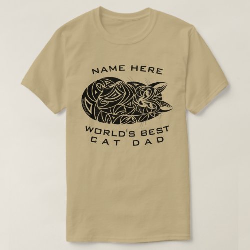 Z Tribal Cat Sleeping Funny Worlds Best Cat Dad T_Shirt