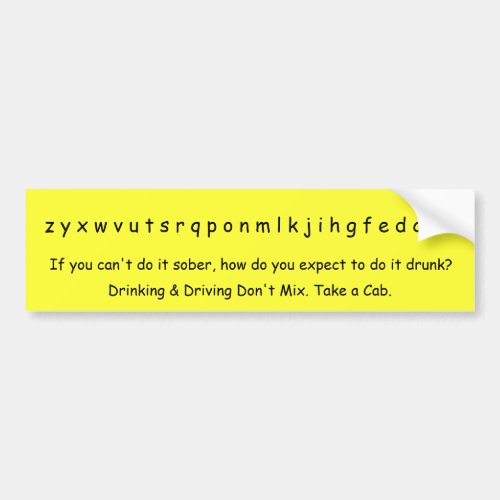 z y x w v u t s r q p o n m l k j i h g f e d c bumper sticker