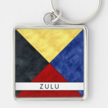 Z Zulu Nautical Signal Flag + Your Name Keychain