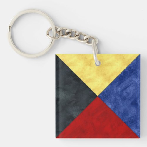 Z Zulu Watercolor Nautical Signal Maritime Flag Keychain