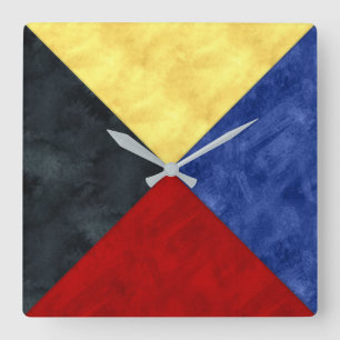 Z Zulu Watercolor Nautical Signal Maritime Flag Square Wall Clock
