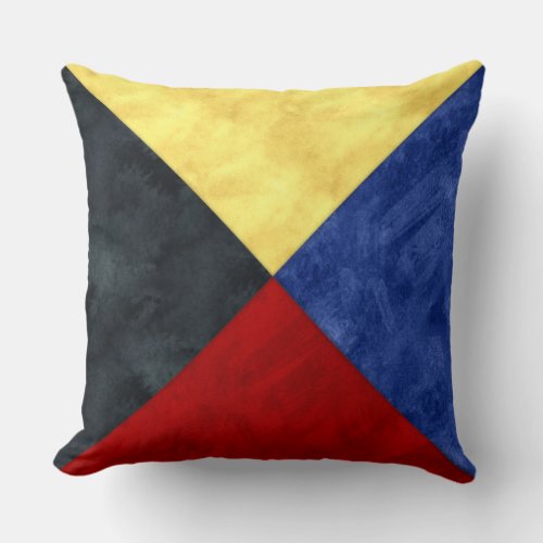 Z Zulu Watercolor Nautical Signal Maritime Flag Throw Pillow