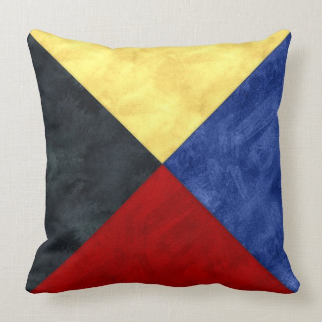 Z Zulu Watercolor Nautical Signal Maritime Flag Pillow