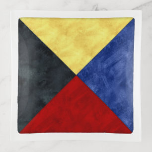 Z Zulu Watercolor Nautical Signal Maritime Flag Trinket Tray