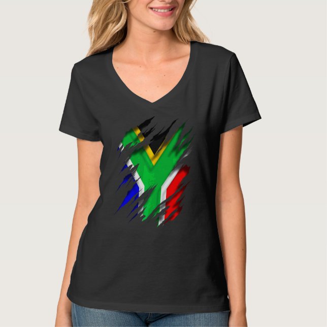Za Zaf South African Flag Of South Africa T-Shirt (Front)