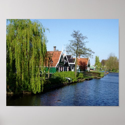 Zaanse Schans Dutch timber houses in green and red Poster