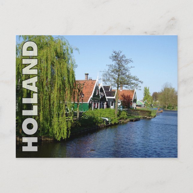 Zaanse Schans Dutch timber houses in red and white Postcard (Front)