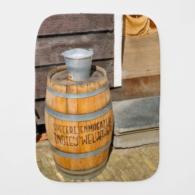 Zaanse Schans Vintage Spice Warehouse Barrel Burp Cloth (Front)