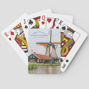 Zaanse Schans Windmill Watercolor Dutch Heritage Poker Cards