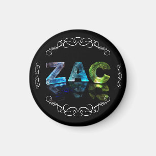 Zac - The Name Zac in 3D Lights (Photograph) Magnet