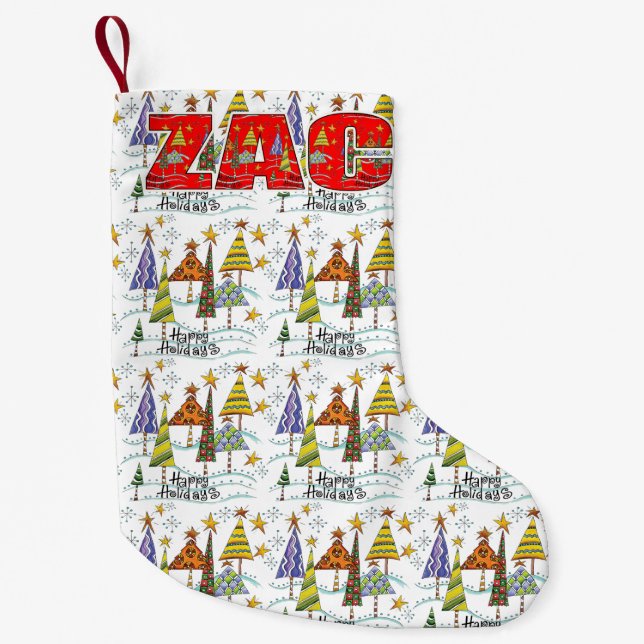 Zac Winter Holiday Christmas Stocking (Front)