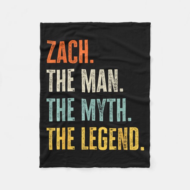 Zach The , Man Myth Legend, Funny Name Zach  Fleece Blanket (Front)