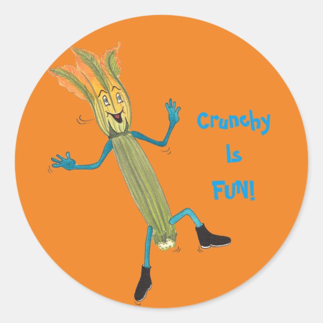 'Zach Zucchini' Glossy Round Sticker (Front)