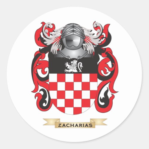 Zacharias Family Crest Coat of Arms Classic Round Sticker