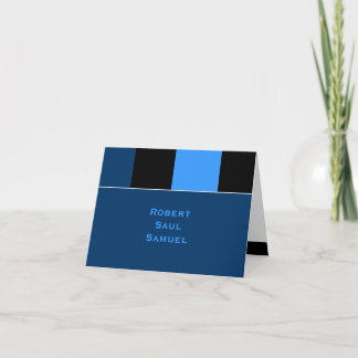 Zachary Blue Black Folding Thank You Card