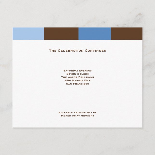 Zachary Blue Brown Reception Card (Front)