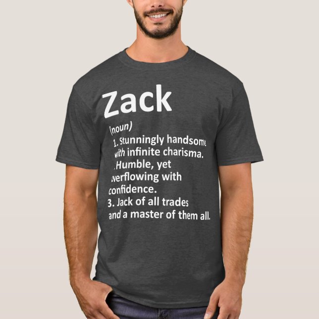 ZACK Definition Personalized Name Funny Birthday T-Shirt (Front)