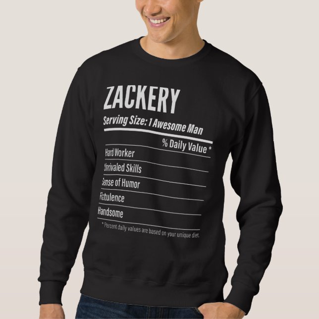 Zackery Serving Size Nutrition Label Calories Sweatshirt (Front)