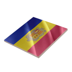 zAD001 Waving FLAG Andorra, Ceramic Tile