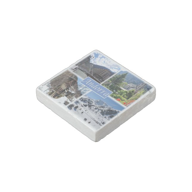zAD003 ANDORRA, La Vella, mosaic, Stone Magnet (Angled)