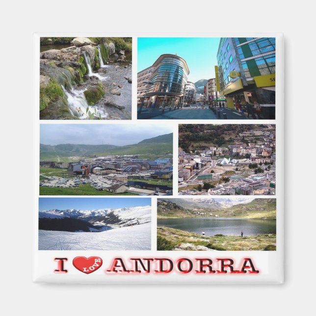 zAD019 I LOVE Andorra, Mosaic, Fridge Magnet (Front)