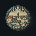 Zadar Croatia Illustration Travel Art Badge Button<br><div class="desc">Zadar retro vector travel design. Zadar,  a city on Croatia’s Dalmatian coast,  is known for the Roman and Venetian ruins of its peninsular Old Town.</div>