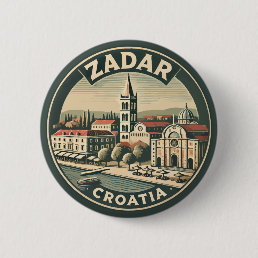 Zadar Croatia Illustration Travel Art Badge Button
