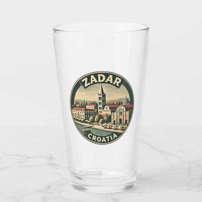 Zadar Croatia Illustration Travel Art Badge Glass (Front)