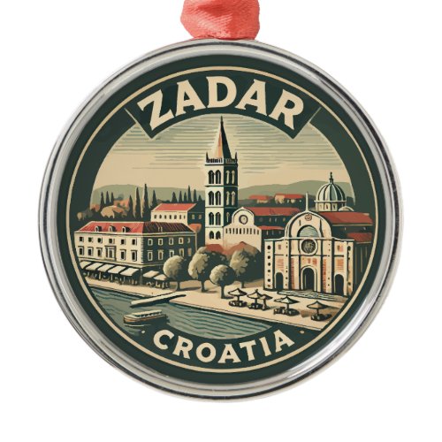 Zadar Croatia Illustration Travel Art Badge Metal Ornament