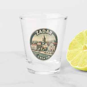 Zadar Croatia Illustration Travel Art Badge Shot Glass