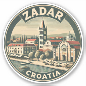 Zadar Croatia Illustration Travel Art Badge Sticker