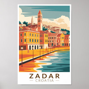 Zadar Croatia Illustration Travel Art Vintage Poster