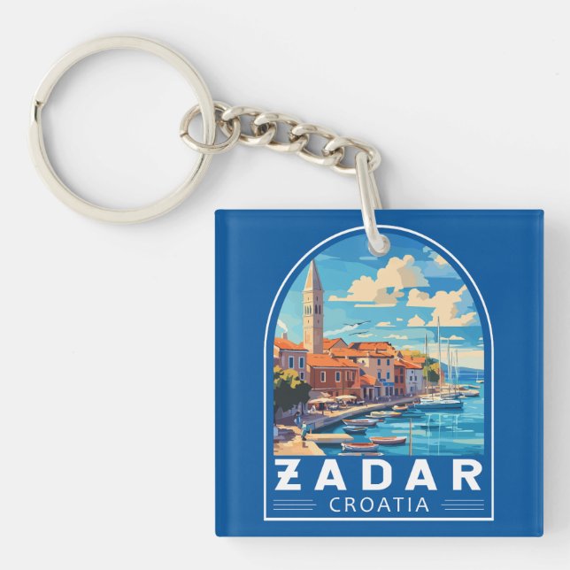 Zadar Croatia Travel Art Emblem Keychain (Front)