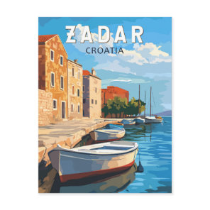 Zadar Croatia Travel Art Vintage Postcard