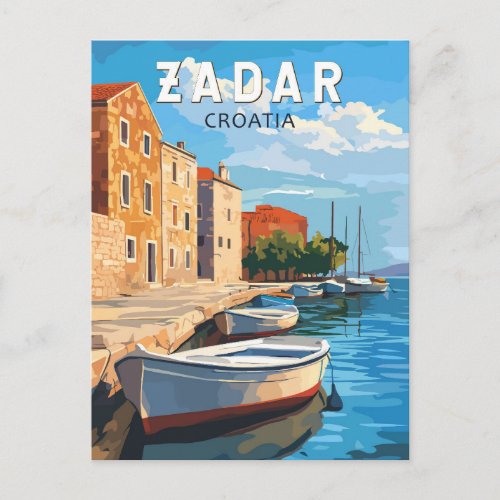 Zadar Croatia Travel Art Vintage Postcard