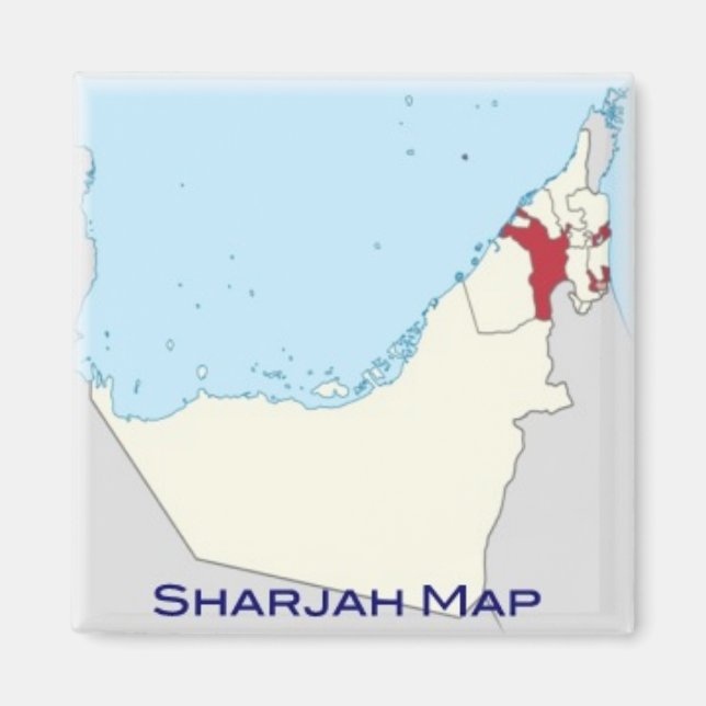 zAE017 MAP of SHARJAH, UAE, Asia, Fridge Magnet (Front)