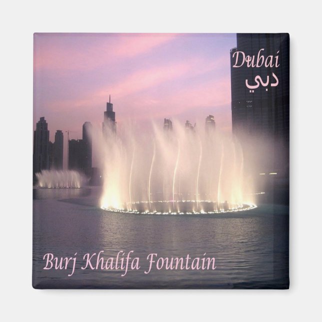 zAE072 BURJ KHALIFA FOUNTAIN, Fridge Magnet (Front)