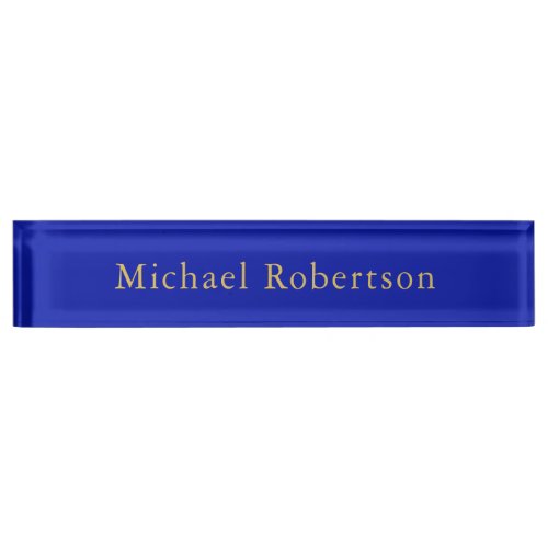 Zaffre Blue Gold Colors Professional Trendy Modern Desk Name Plate