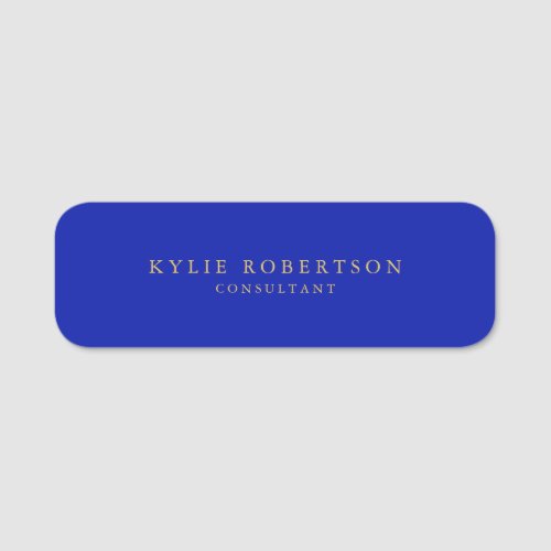 Zaffre Blue Gold Colors Professional Trendy Modern Name Tag
