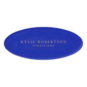 Zaffre Blue Gold Colors Professional Trendy Modern Name Tag