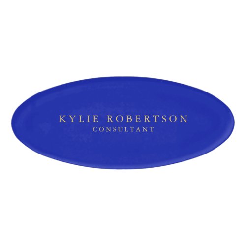 Zaffre Blue Gold Colors Professional Trendy Modern Name Tag