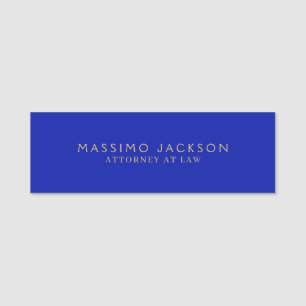 Zaffre Blue Gold Colors Professional Trendy Modern Name Tag