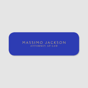 Zaffre Blue Gold Colors Professional Trendy Modern Name Tag