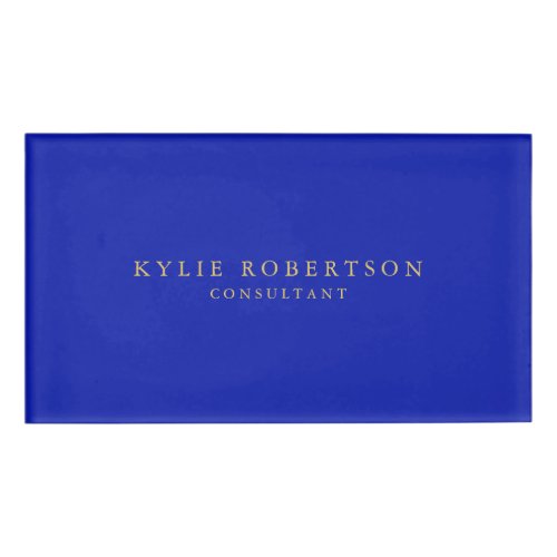 Zaffre Blue Gold Colors Professional Trendy Modern Name Tag