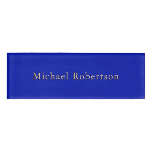 Zaffre Blue Gold Colors Professional Trendy Modern Name Tag