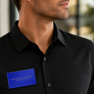Zaffre Blue Gold Colors Professional Trendy Modern Name Tag